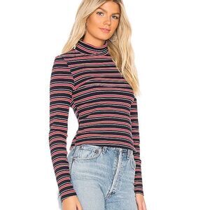 Striped Long Sleeve Fitted Cotton Top by About Us
